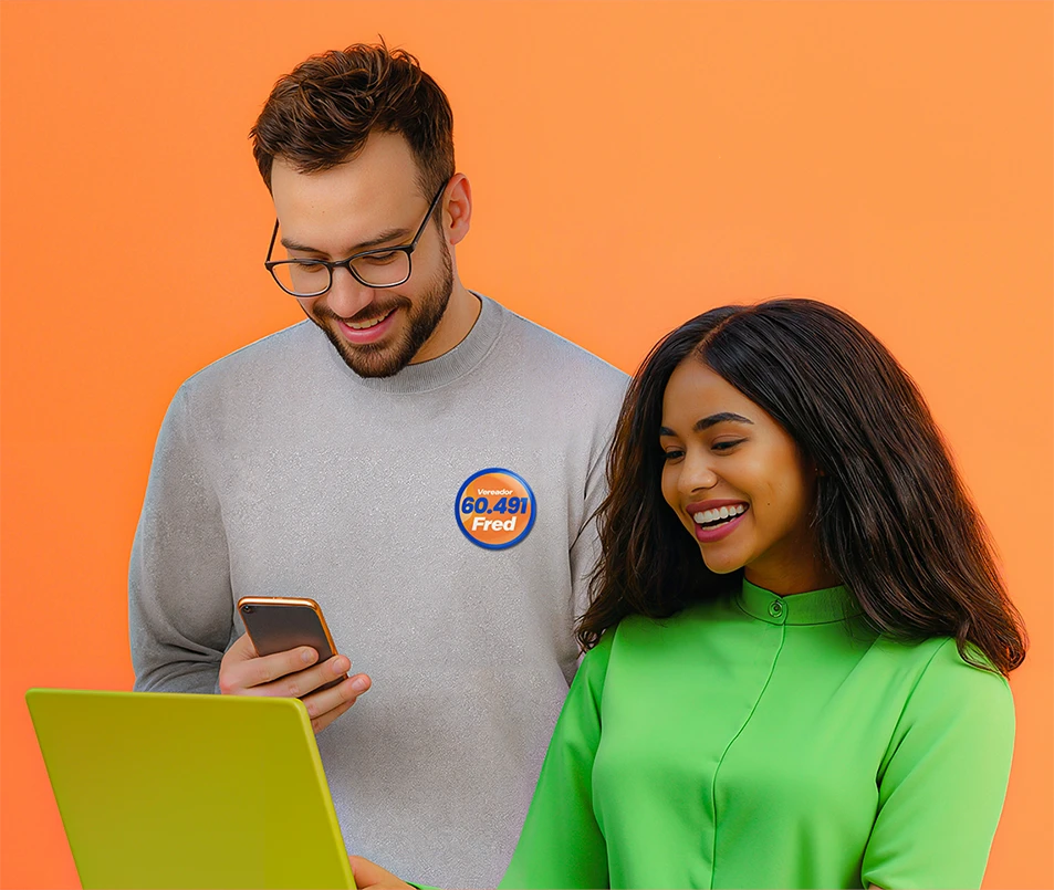 Background hero com ícones de funcionalidades para sites políticos